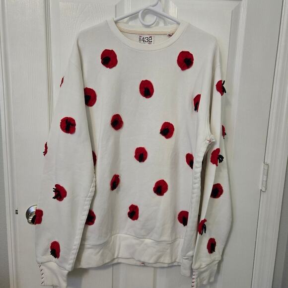 One432 Poppy Swestshirt Sz Large Handmade in Pakistan Artisan Artsy Indie - Picture 1 of 8